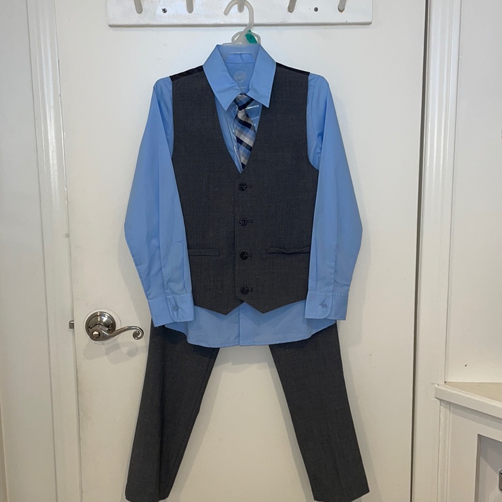 Boys 3 piece dress attire with clip on tie